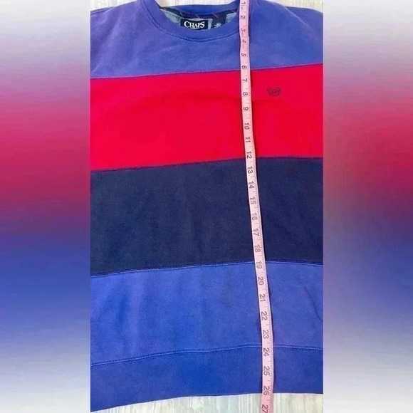 Chaps Men's Size L Color Block Sweatshirt Blue/Navy/Red Crewneck Crest LOGO RL - Picture 10 of 14